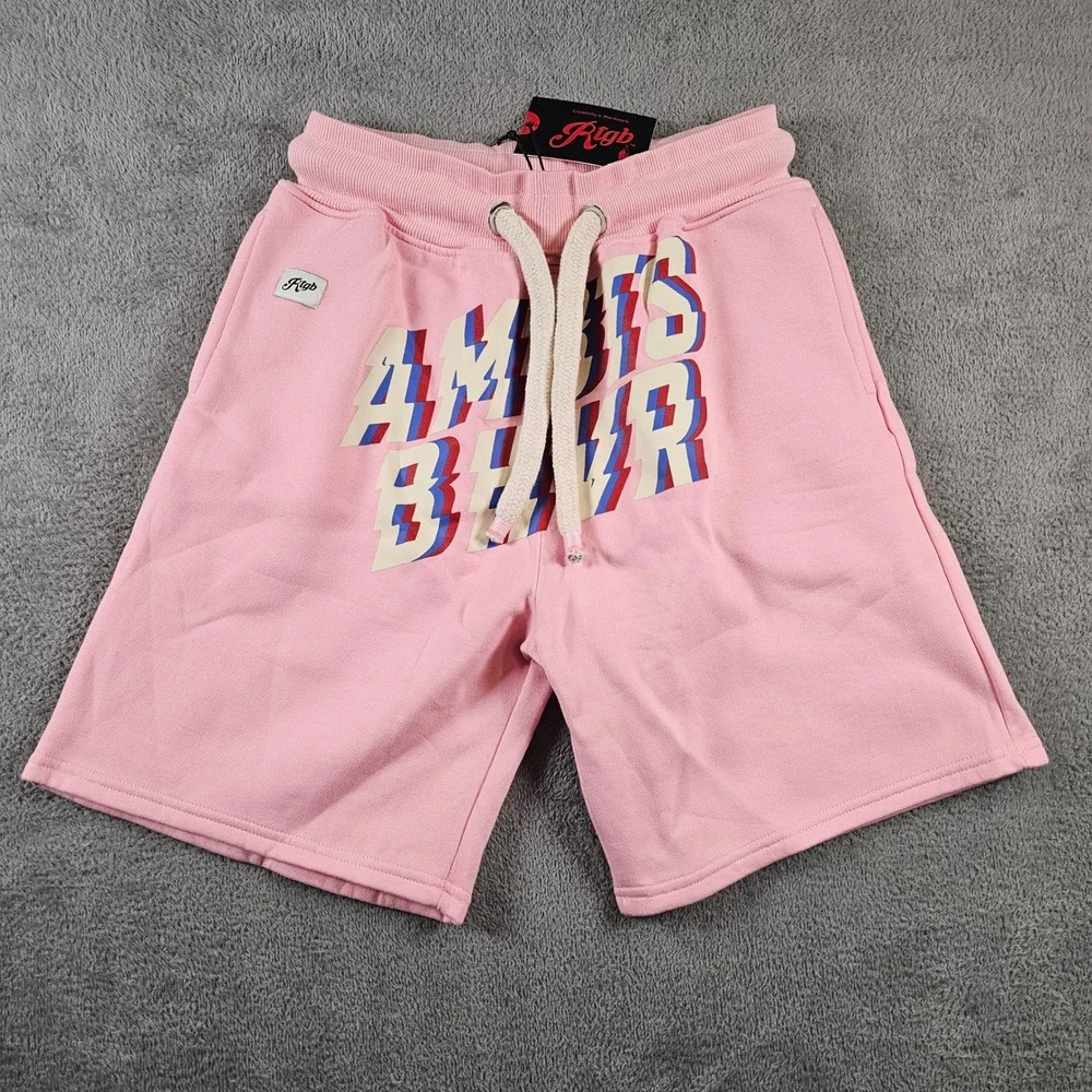 Rtgb Ambitious Behavior Pink‎ Graphic Fleece Shorts Mens Size Large AMBTS BHVR